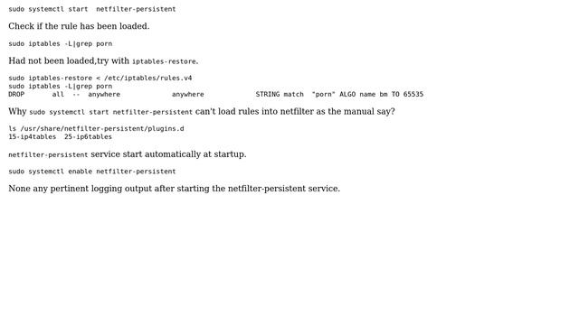 DevOps & SysAdmins: Why can't load iptables rule with netfilter-persistent? смотреть онлайн