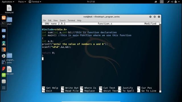 #12 FUNCTION  | C Program in Kali Linux | simple c program