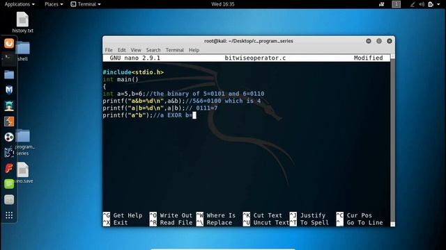 #6 Bit-wise Operator | C Program in Kali Linux | simple c program