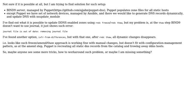 BIND9 configuration, which allows DDNS updates and configuration-mgmt updates in the same time? смотреть онлайн