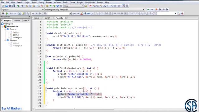 Example:  C Programming   Struct and Pointer fillPoints, fillPoint functions || Must watch - Englis