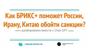 Как альянс БРИКС поможет обойти санкции? Выйти из ВТО? Защитить местного производителя?Протекция