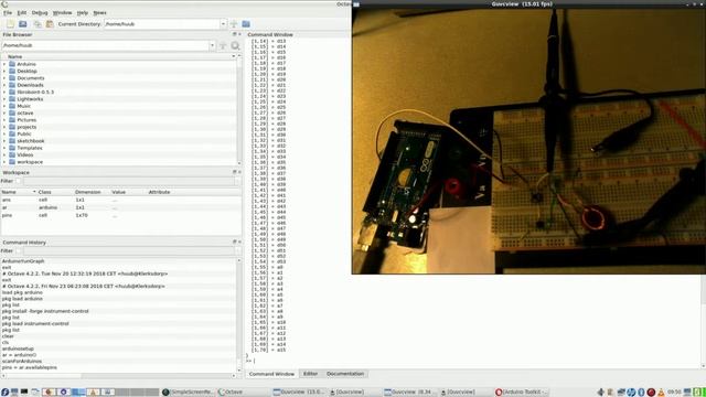 Arduino Mega2560 #S2-4: Linux, ArduinoIDE, Octave, electronics, dutycycle, oscilloscope, wires, oop