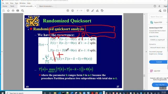 L08CS4306W01Sp21 Chapter 7  Quicksort Algorithm Analysis and a Demo Program