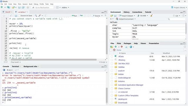 V4 - rm() command in R
