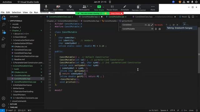 9. Const Variables, Static Variables, Mutable Variable in CPP Class