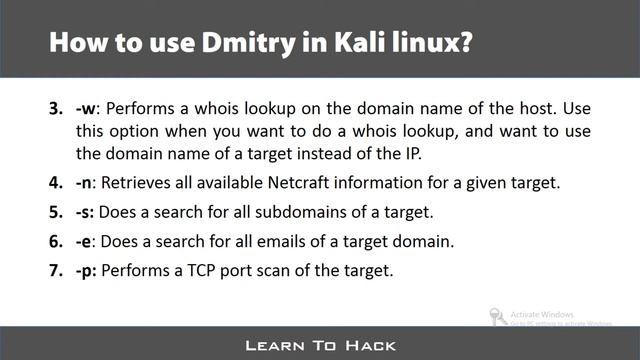 Dmitry Tool 1 | Kali Linux Tools Overview | Ethical Hacking | Learn to Hack | #hacking #kalilinux