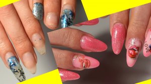 *633*Наращивание на Верхние формы.Ремонт 1 ногтя.Яркий дизайн.