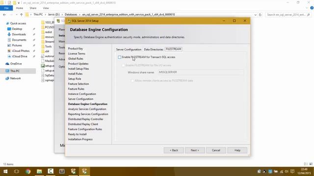 Microsoft SQL Server Database installation demo  on  Windows