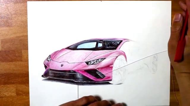 drawing 2020 lamborghini huracan evo rwd using ball point pen смотреть онлайн