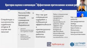 Номинация «Эффективная претензионно-исковая работа»