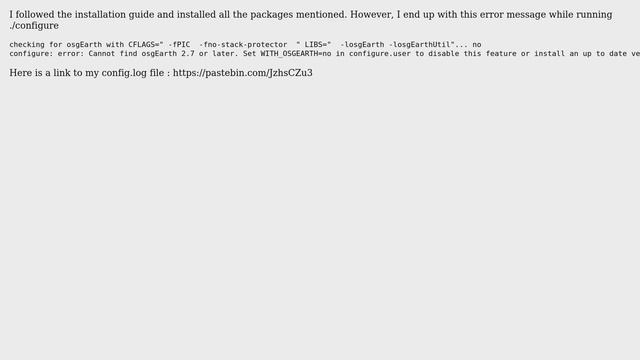 Ubuntu: Error while installing Omnet++ on Ubuntu 16.04 : Cannot find osgEarth