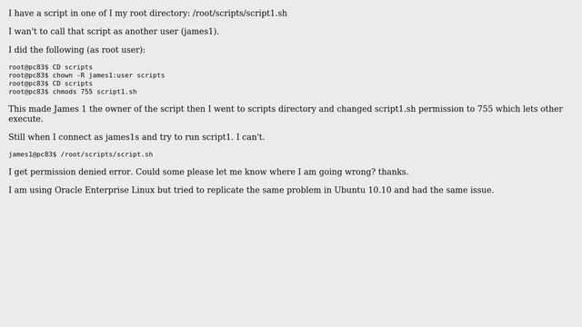 Unable to access a script from root directory in Linux смотреть онлайн