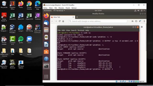 Setting rules firewall Iptables pada Ubuntu Budgie