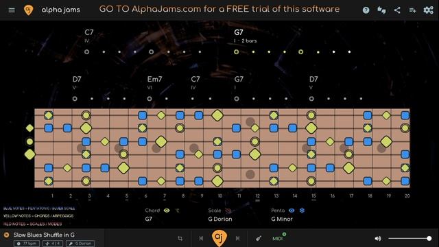 SLOW BLUES SHUFFLE JAM TRACK _ Guitar Backing Track in G (77 BPM)