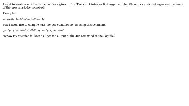 Unix & Linux: writing a script which compiles with gcc