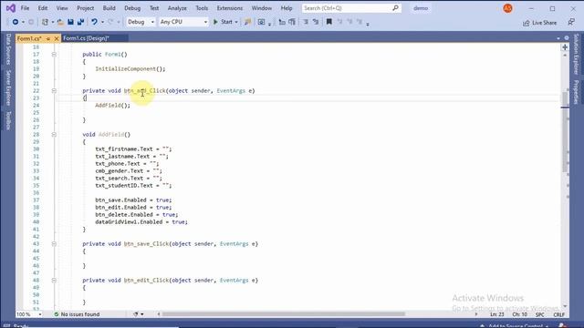 C# Insert Update Delete View and Search data from database windows form