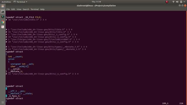 Code Compilation of C program including all the Intermediate steps.