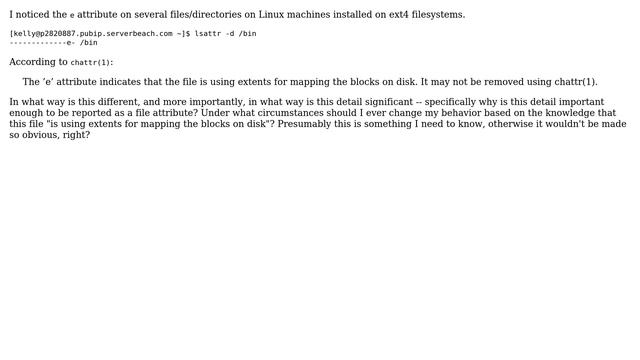 DevOps & SysAdmins: Linux ext4 "extents" attribute