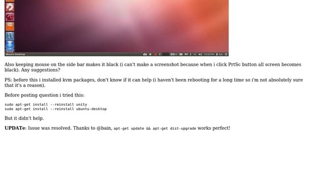 Ubuntu: GUI problems: black boxes and bottom menu bar смотреть онлайн