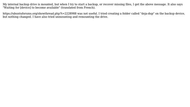 Ubuntu: Deja-Dup: "Backup location not available" смотреть онлайн
