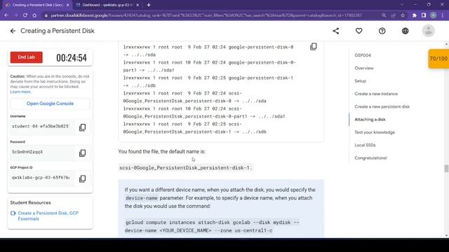 Creating a Persistent Disk Qwiklab