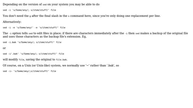 Unix & Linux: sed with multiple expression for in-place arguement (4 Solutions!!) смотреть онлайн