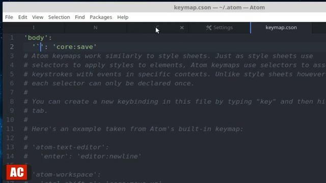 Mapping Keys in ATOM on Linux Mint Cinnamon