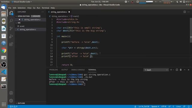 how to copy string into another string in C | strcpy