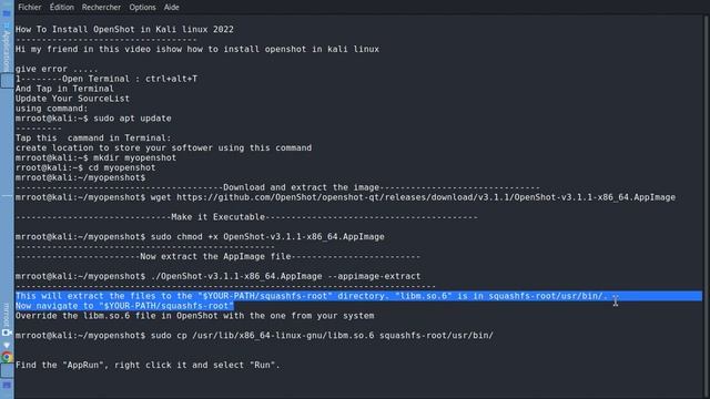 How to install Openshot in kali linux 2022