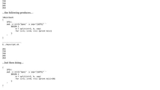 Unix & Linux: How to add number to awk array elements?