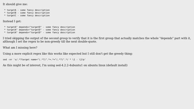 sed regex pattern matched greedy although it should not смотреть онлайн