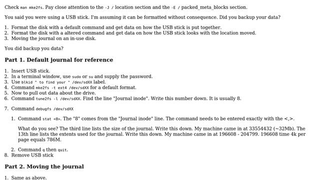Unix & Linux: How to move an ext4 journal?