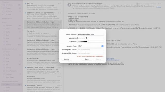 Craig Morfett Email Setup on Apple Mail Mac