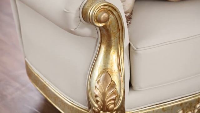 P1 93630 - Tobias Formal Elegant Leather Sofa, Love Seat and Chair with Intricate Wood Detail смотреть онлайн