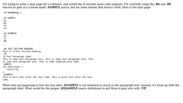 Unix & Linux: Properly inserting code samples in man pages смотреть онлайн