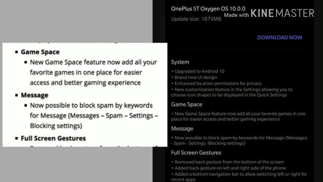 OnePlus 5 / 5T android 10 / OxygenOS ver. 10.0.0 software update on May, 2020