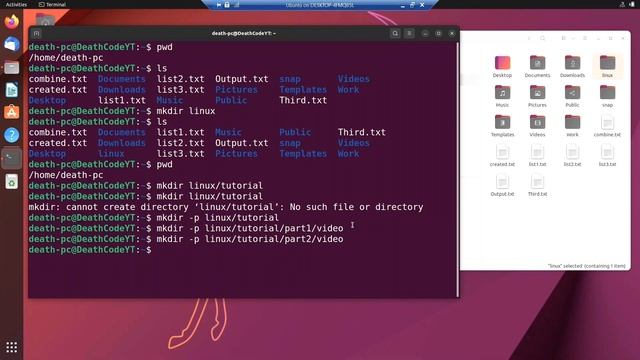 Linux Tutorial 6 - mkdir Command in linux full details in easy way  || In Hindi || DeathCode