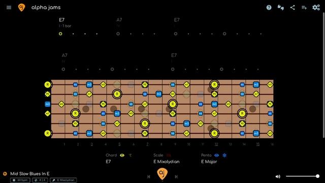 Laid Back 12 Bar Blues Jam with a Quick Change Key of E _ Guitar Backing Track (64 BPM)