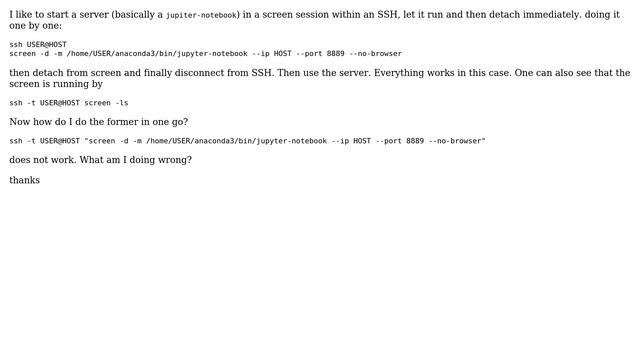 ssh, screen, run command and detach in one go? смотреть онлайн