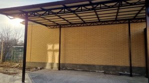 Автонавес. Мягкая кровля. Навес для автомобиля. Навес из мягкой черепицы.