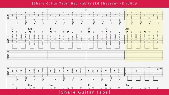 [Share Guitar Tabs] Bad Habits (Ed Sheeran) HD 1080p смотреть онлайн