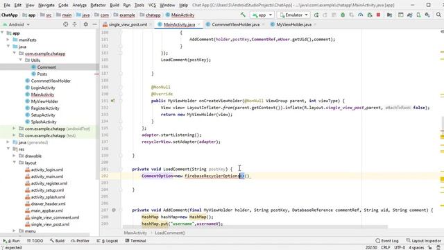 Chat Me App - 21 - Read | Retrieve All Comments of Post  Android Studio  - Social Networking App