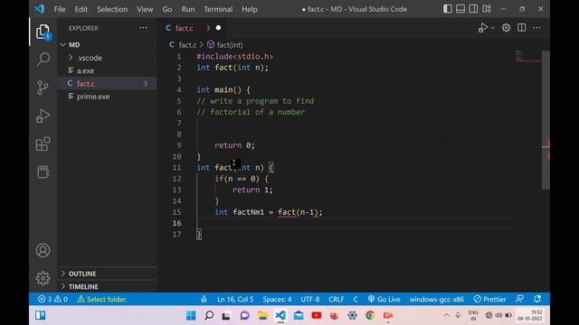 find the factorial of a number using Recursion in C language #clanguage #coding #computerscience