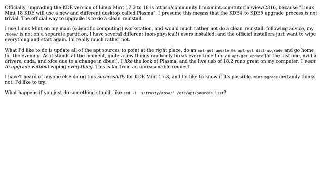 Upgrading Linux Mint 17.3 KDE edition to 18.2 KDE in situ смотреть онлайн