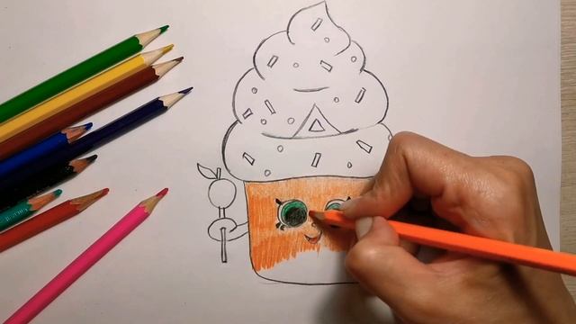 Рисуем кексик//рисуем шопкинс//как нарисовать смотреть онлайн