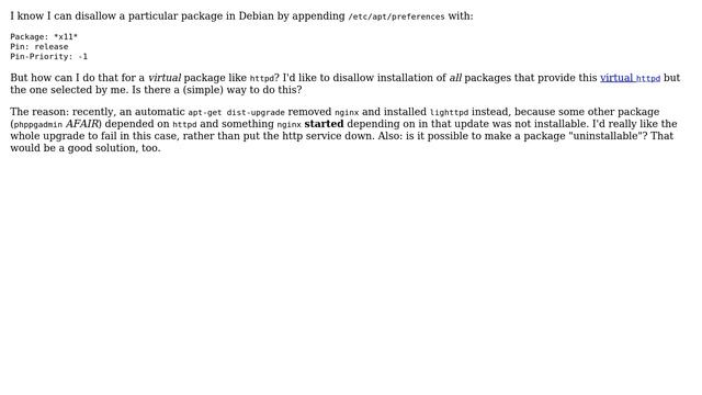 DevOps & SysAdmins: Disallow virtual package in Debian's /etc/apt/preferences смотреть онлайн