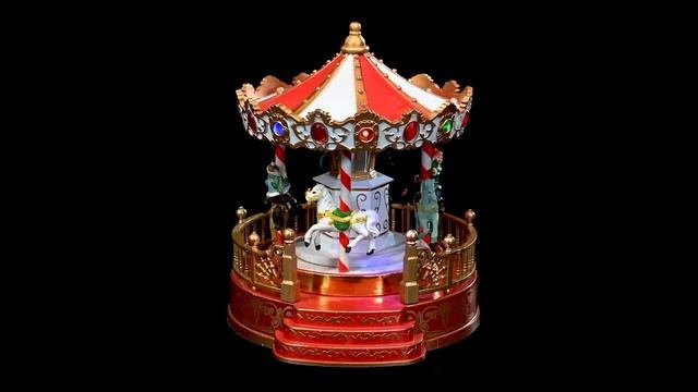 Светодинамическая миниатюра КАРУСЕЛЬ С ЛОШАДКАМИ с музыкой и динамикой, полистоун, батарейки 481322-