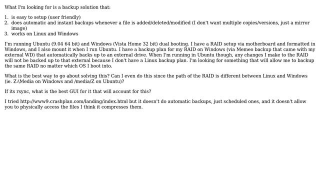 Unix & Linux: Automatic backup solution for Linux (maybe a GUI for rsync)?