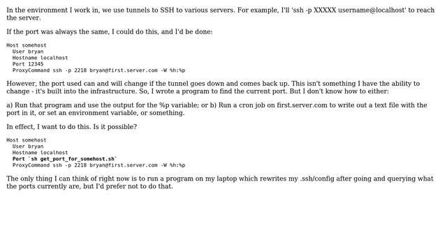 .ssh/config ProxyCommand with a variable port смотреть онлайн